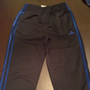 Adidas Kids Black Joggers with Blue Stripes